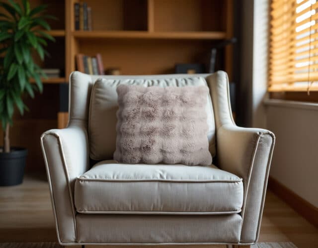 Sierkussen Pom Konijnenbont 8211 Taupe Roze 8211 50 215 50 Cm