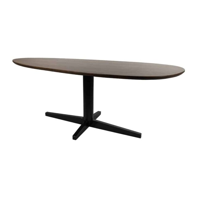 Eetkamertafel Taurus 8211 Mango Bruin Walnoot 8211 Zwart Metaal 8211 Organisch 8211 160 Cm