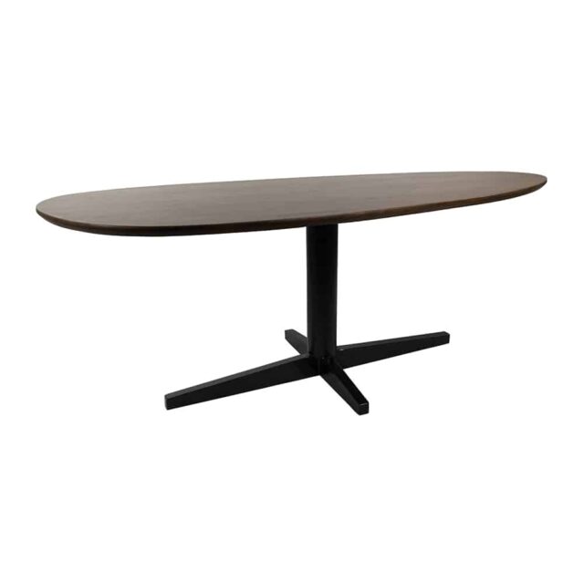 Eetkamertafel Taurus 8211 Mango Bruin Walnoot 8211 Zwart Metaal 8211 Organisch 8211 240 Cm