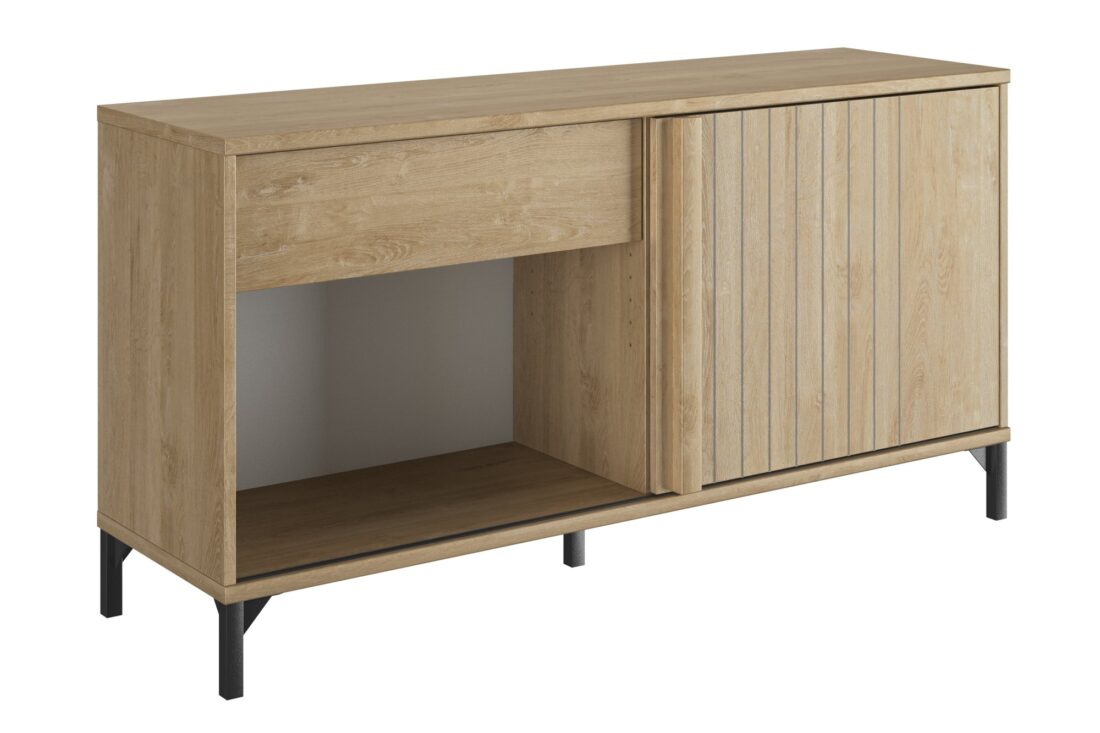 Aanbouwkast Faro 8211 Blond Eiken Fineer 8211 Met 1 Lade En 1 Deur