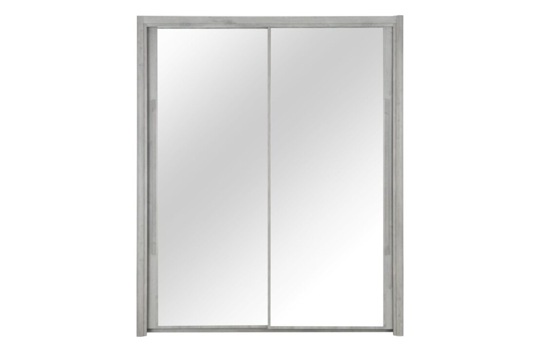 Linnenkast Cyrus 8211 Lichtgrijs Eiken 8211 Met 2 Schuifdeuren En 2 Spiegels 8211 200 Cm