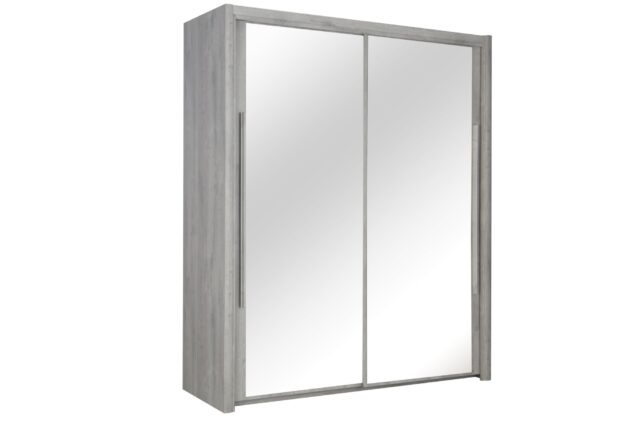 Linnenkast Cyrus 8211 Lichtgrijs Eiken 8211 Met 2 Schuifdeuren En 2 Spiegels 8211 200 Cm