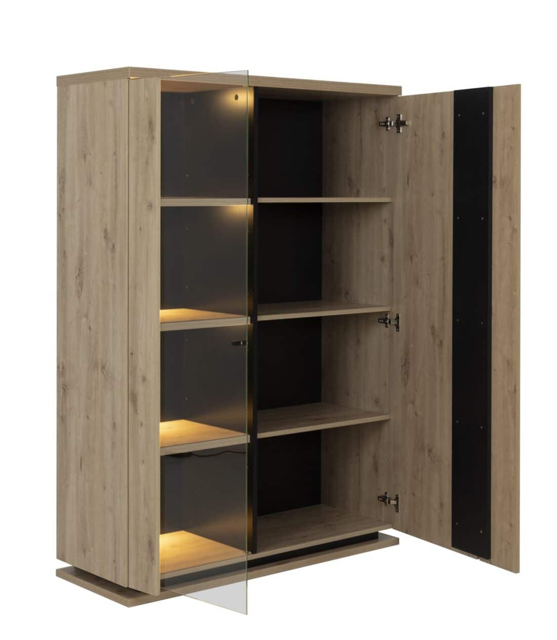 Vitrinekast Crack 8211 Ambachtelijke Eikenafwerking 8211 120 Cm 8211 2 Deuren