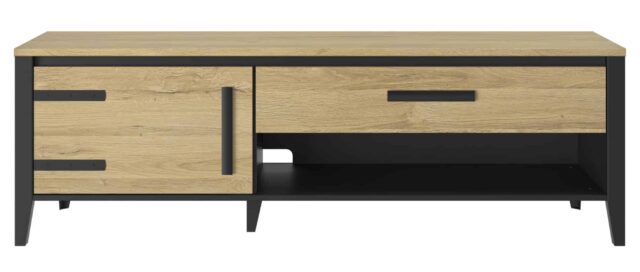 Tv Meubel Cork 8211 Goud Eiken Finish Fineer Zwart 8211 Met 1 Deur En 1 Lade 8211 170 Cm