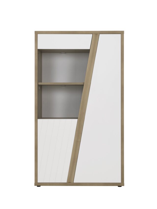 Wandkast Epura 8211 Chene Licht Eiken Fineer Wit Hoogglans 8211 Met 2 Deuren