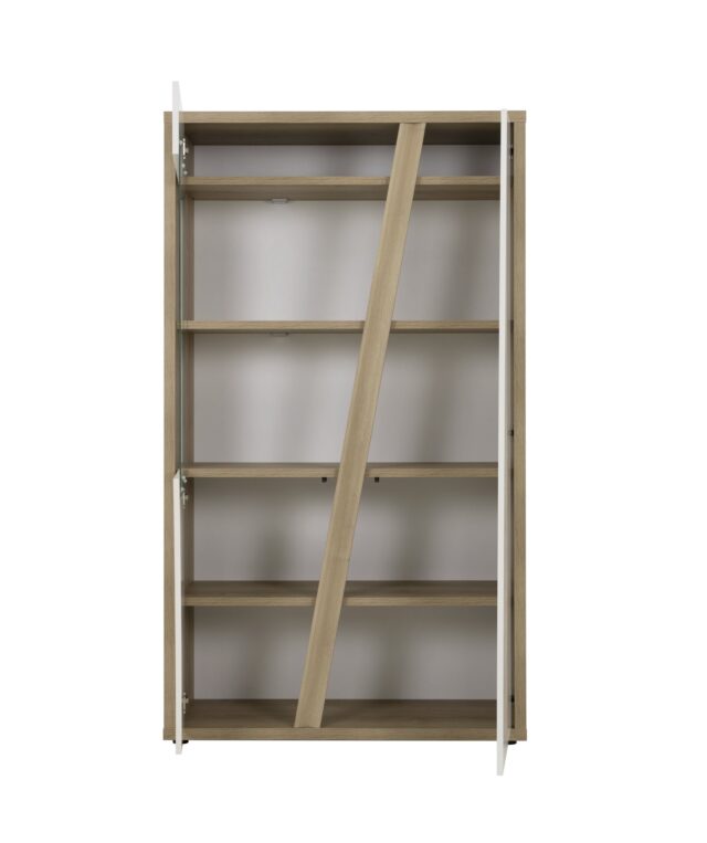 Wandkast Epura 8211 Chene Licht Eiken Fineer Wit Hoogglans 8211 Met 2 Deuren