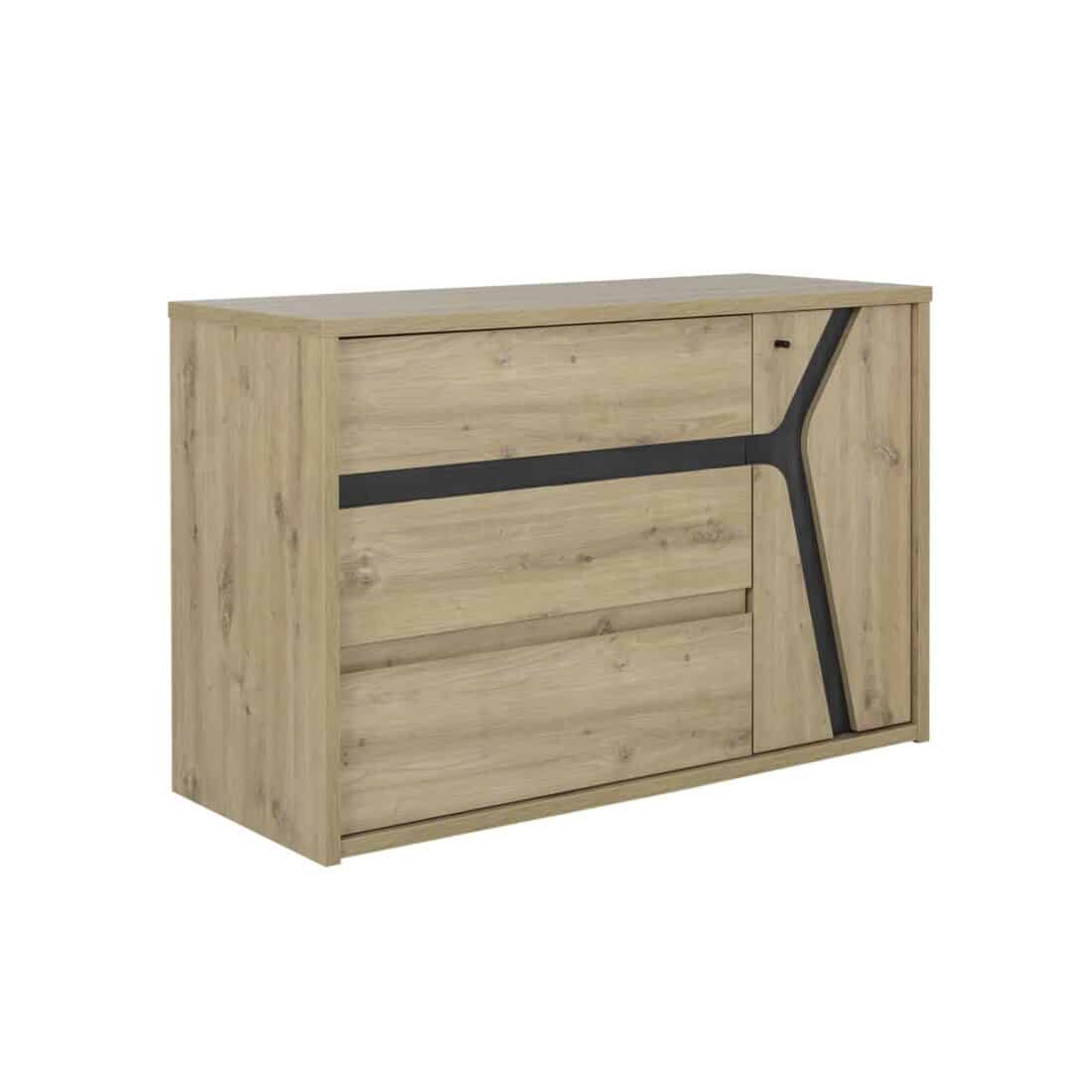 Ladekast Alana 8211 Artisan Eiken Fineer 8211 Met 3 Lades En 1 Deur