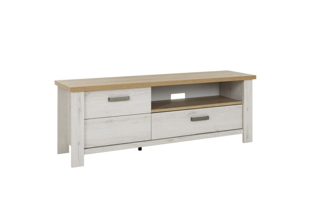 Tv Meubel Manosque 8211 Gebleekt Eikendecor 8211 Met 1 Deur 1 Lade En 1 Nis