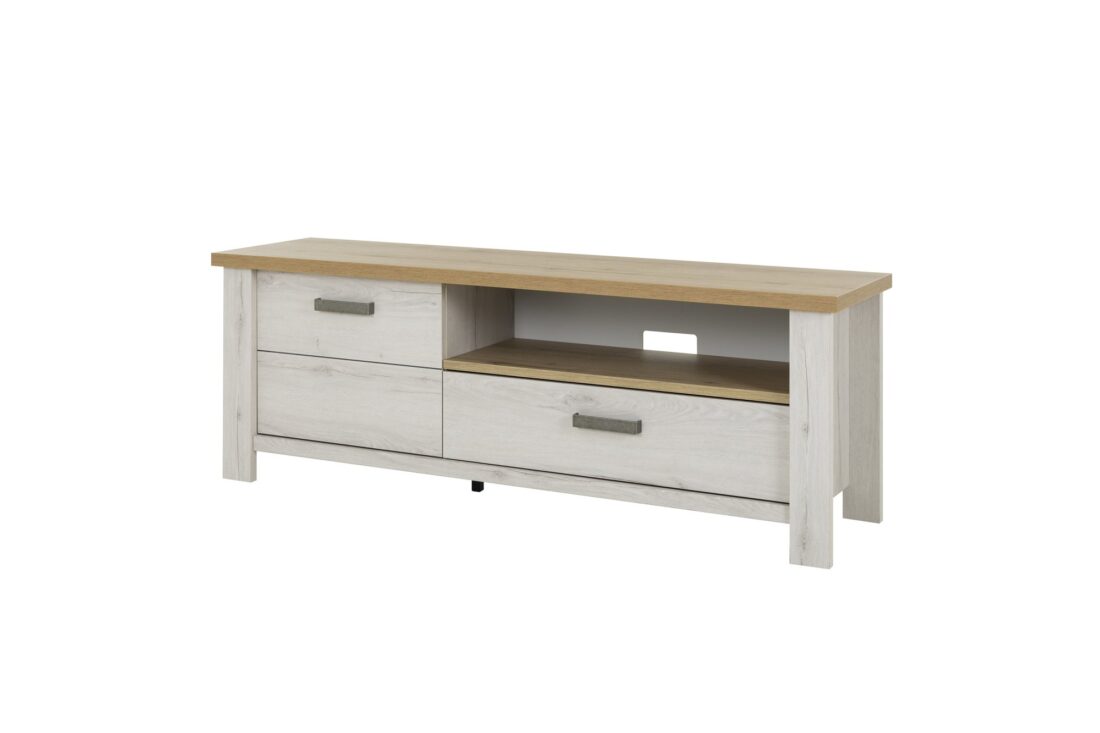 Tv Meubel Manosque 8211 Gebleekt Eikendecor 8211 Met 1 Deur 1 Lade En 1 Nis