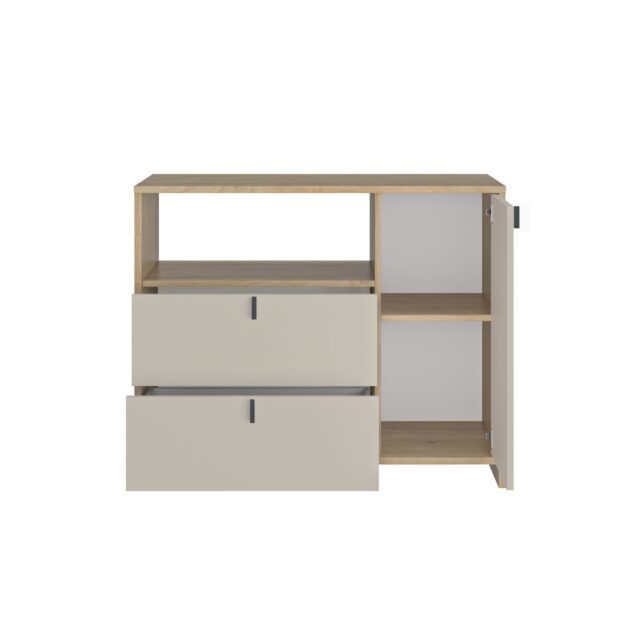 Commode Gregor 8211 Beige Fronten Natuur 8211 Met 2 Lades En 1 Deur
