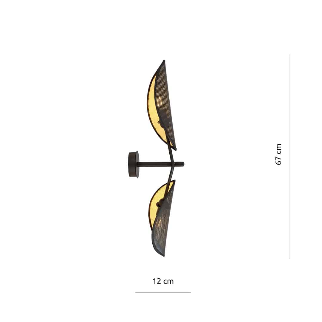 Wandlamp Veke K2 8211 Zwart Goud 8211 Gepoedercoat Staal Wandlamp Veke K2 8211 Zwart Goud 8211 Gepoedercoat Staal