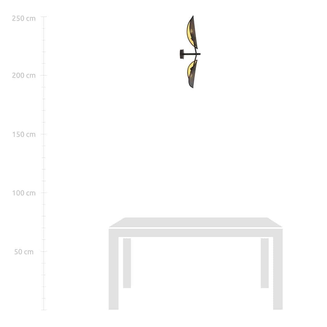 Wandlamp Veke K2 8211 Zwart Goud 8211 Gepoedercoat Staal Wandlamp Veke K2 8211 Zwart Goud 8211 Gepoedercoat Staal