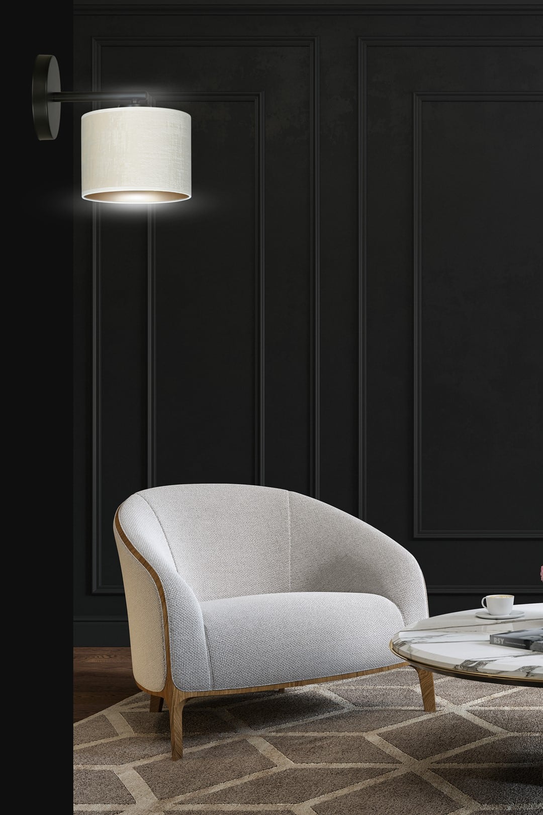 Wandlamp Hilde K1 8211 Zwart Wit Wandlamp Hilde K1 8211 Zwart Wit