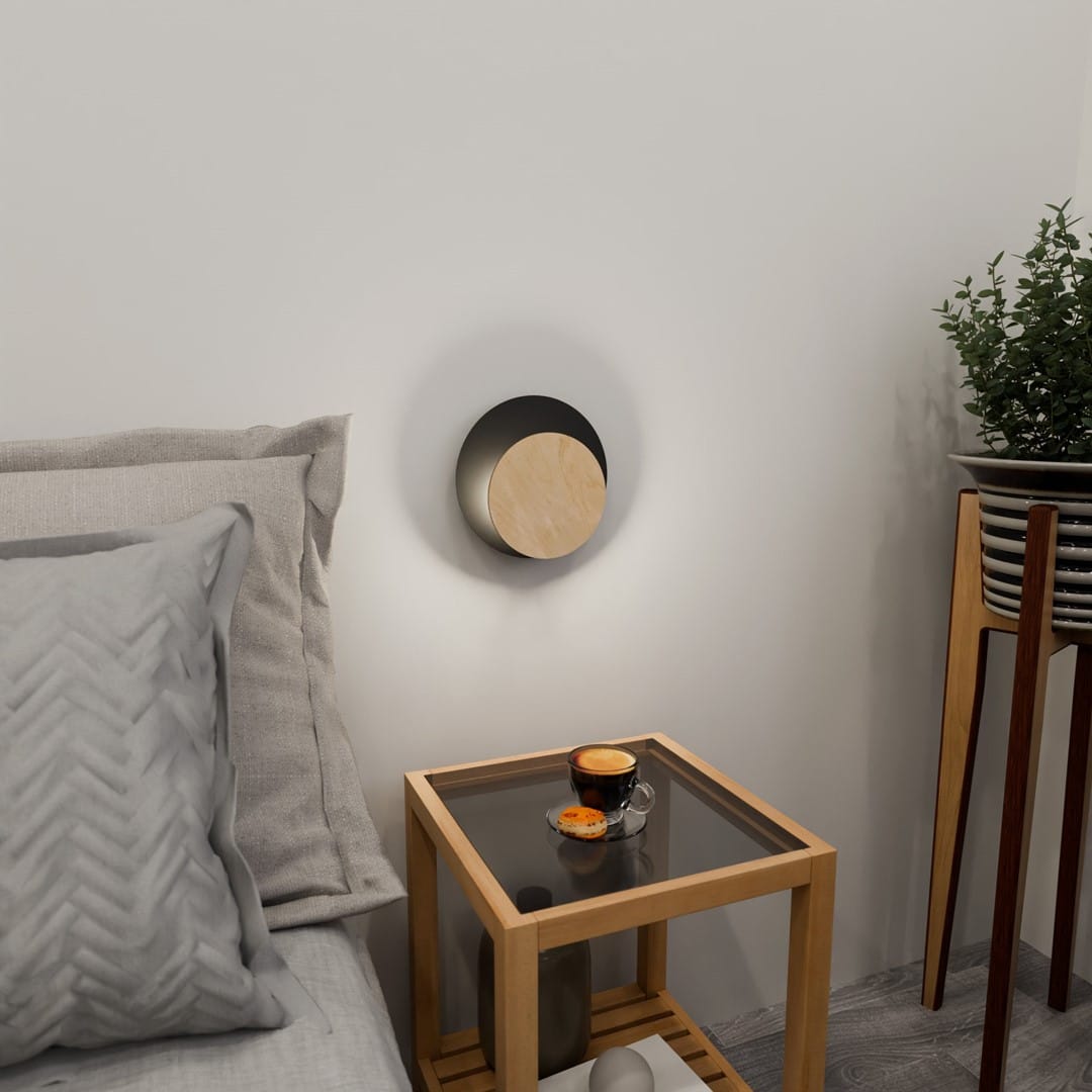 Wandlamp Circle 1a 8211 Gepoedercoat Mat Staal En Multiplex