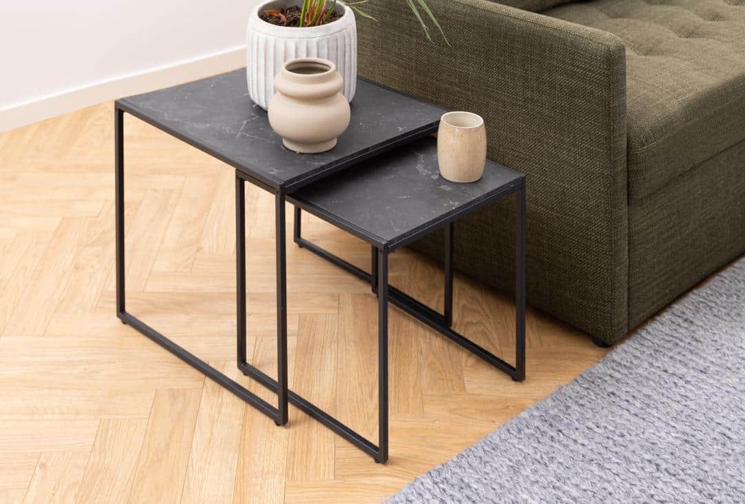 Bijzettafels Infinity 8211 Marmerlook 8211 Metaal 8211 2 Delig