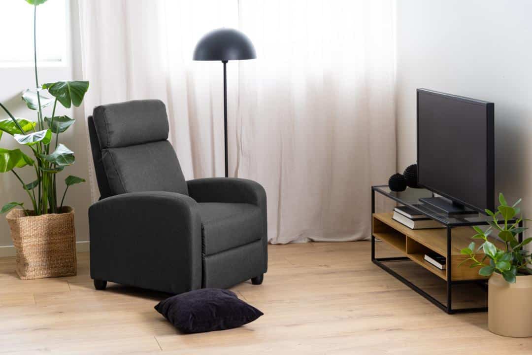 Relaxfauteuil Siom 8211 Stof Antraciet 8211 Pushfunctie Relaxfauteuil Siom 8211 Stof Antraciet 8211 Pushfunctie