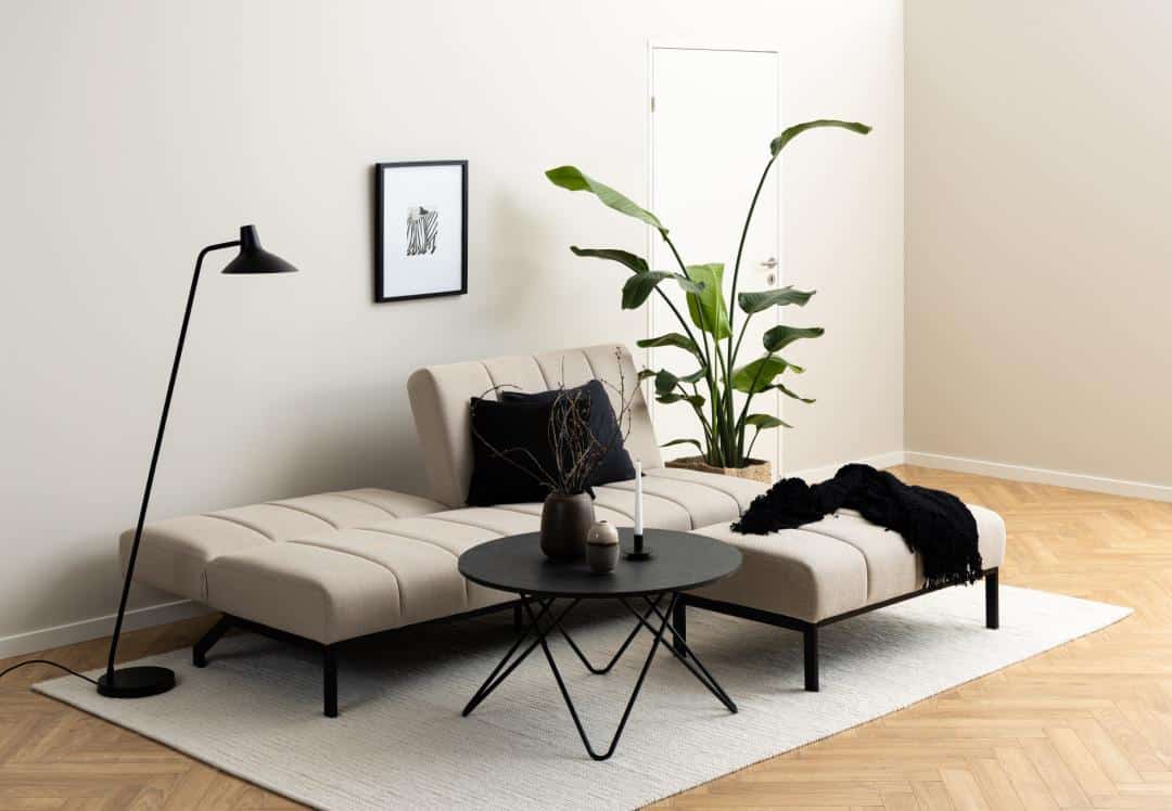 Slaapbank Caix 8211 Stof Basel Beige 8211 Metaal