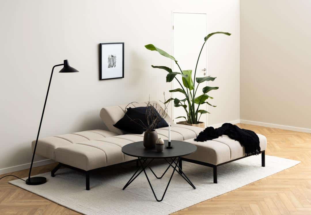 Slaapbank Caix 8211 Stof Basel Beige 8211 Metaal