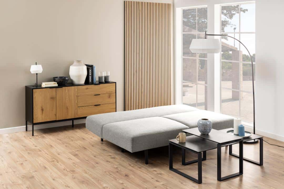 Slaapbank Malling 8211 Flatwoven Stof Lichtgrijs 8211 Metaal