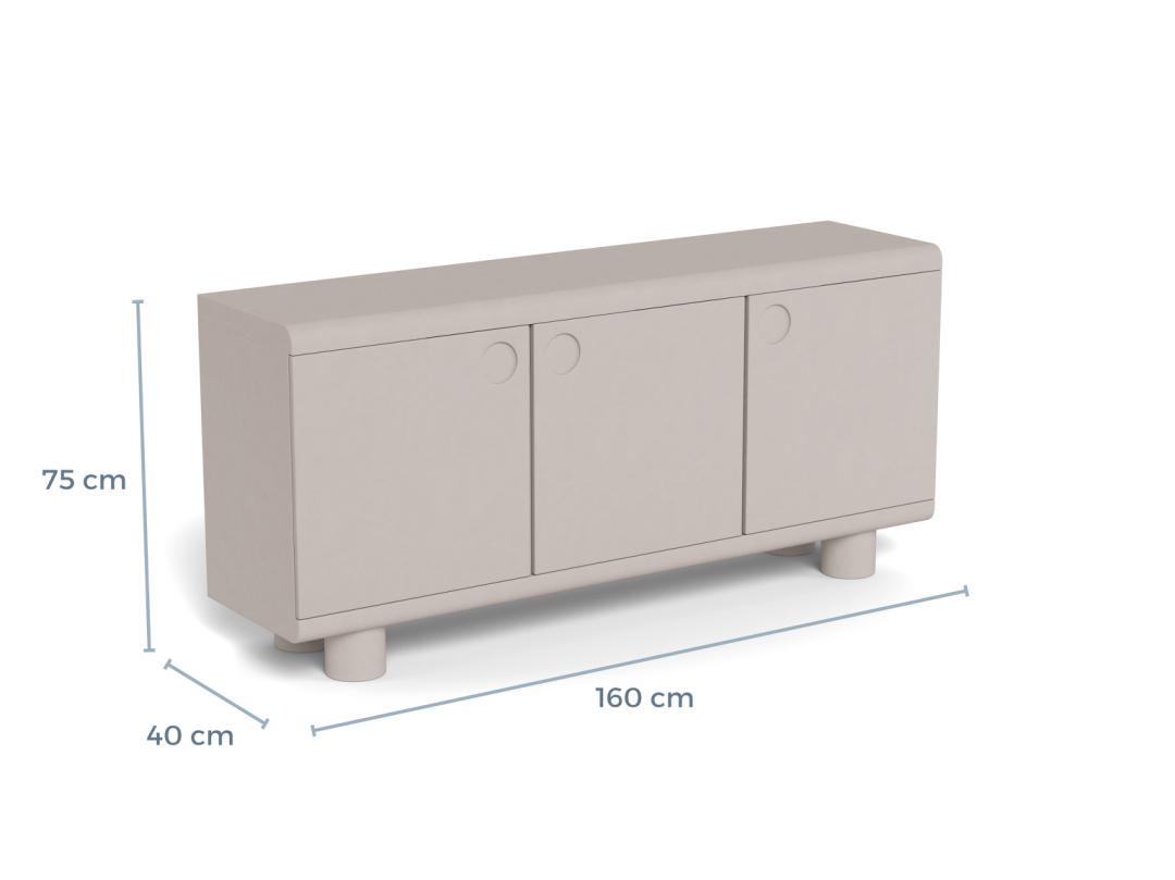 Dressoir Magee 8211 Grijs Mdf Pu Gelakt 8211 3 Deuren 8211 160 Cm