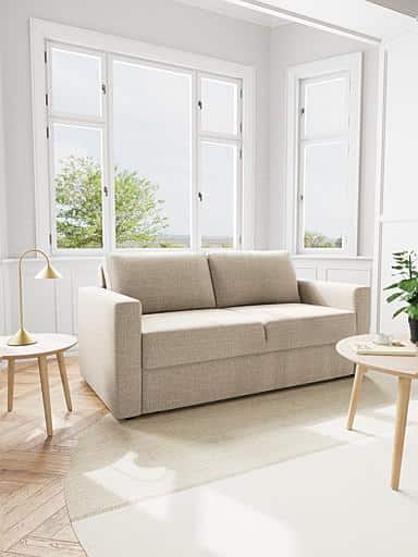 Slaapbank Fleury 8211 Stof Structuurbeige Tweekleurig 8211 2 Losse Rugkussens