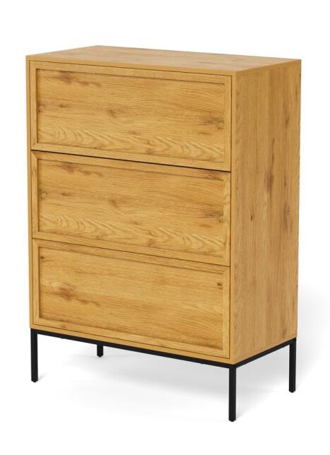 Ladekast Palmdale 8211 Mat Wild Eiken Fineer 8211 Metaal 8211 3 Laden 8211 80 Cm