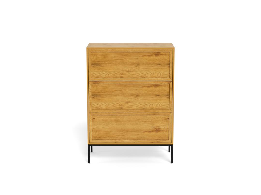 Ladekast Palmdale 8211 Mat Wild Eiken Fineer 8211 Metaal 8211 3 Laden 8211 80 Cm