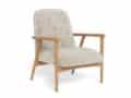 Loungestoel Auckland - Gelakt massief eiken - Beige stof