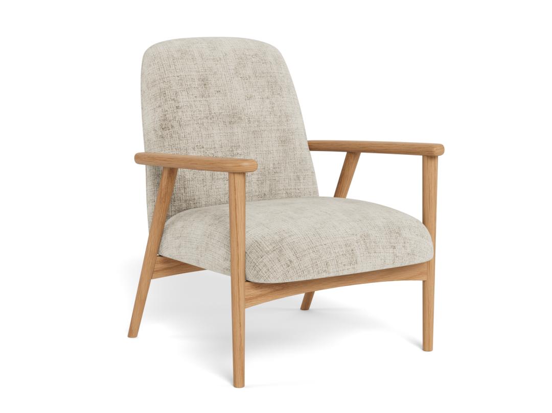 Loungestoel Auckland 8211 Gelakt Massief Eiken 8211 Beige Stof