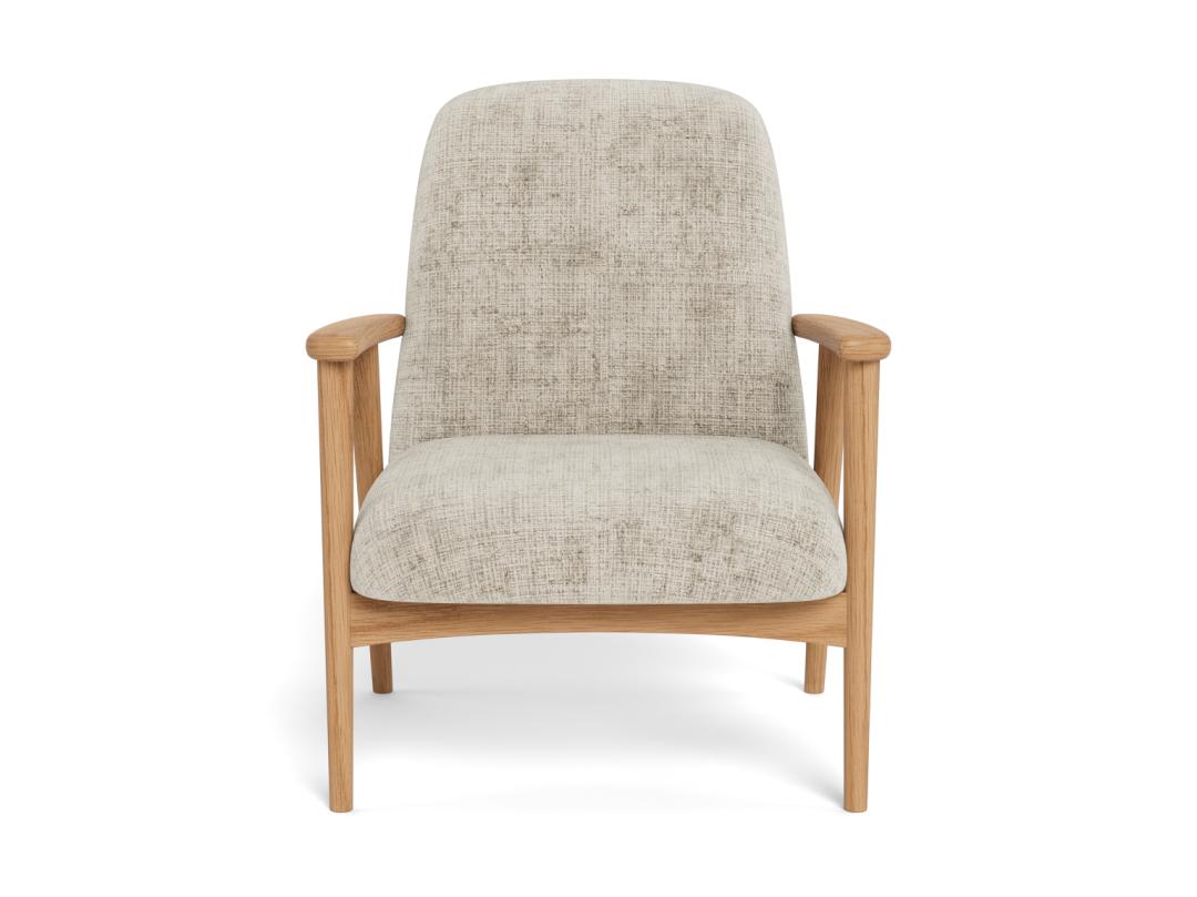Loungestoel Auckland 8211 Gelakt Massief Eiken 8211 Beige Stof