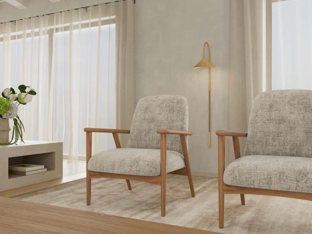 Loungestoel Auckland 8211 Gelakt Massief Eiken 8211 Beige Stof