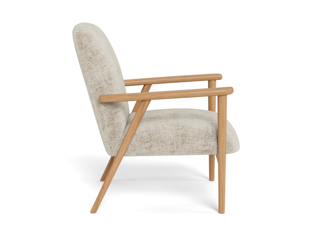 Loungestoel Auckland 8211 Gelakt Massief Eiken 8211 Beige Stof