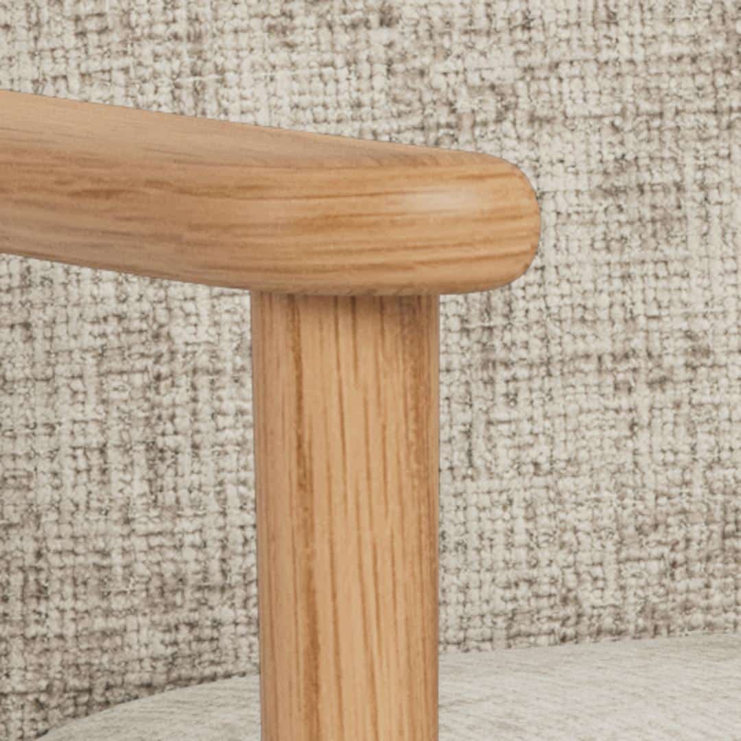 Loungestoel Auckland 8211 Gelakt Massief Eiken 8211 Beige Stof