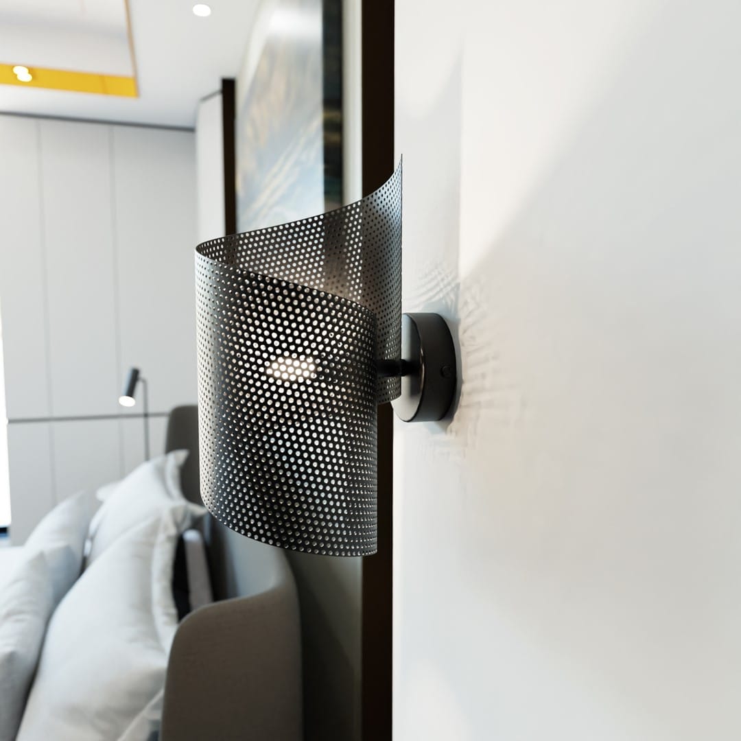 Wandlamp Spiral 8211 Zwart 8211 Metaal Gaas Wandlamp Spiral 8211 Zwart 8211 Metaal Gaas