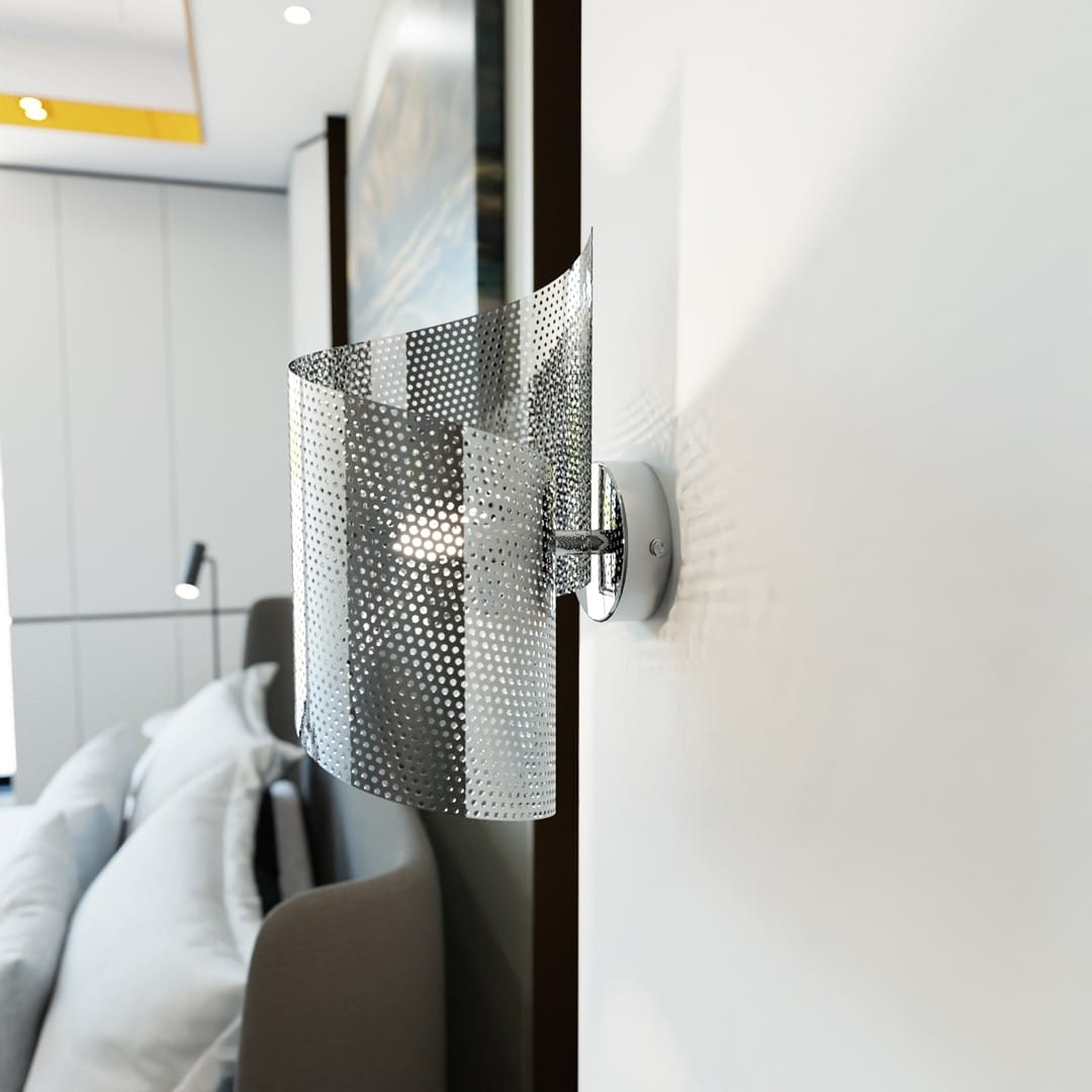 Wandlamp Spiral 8211 Chroom 8211 Poedercoated Staal Wandlamp Spiral 8211 Chroom 8211 Poedercoated Staal