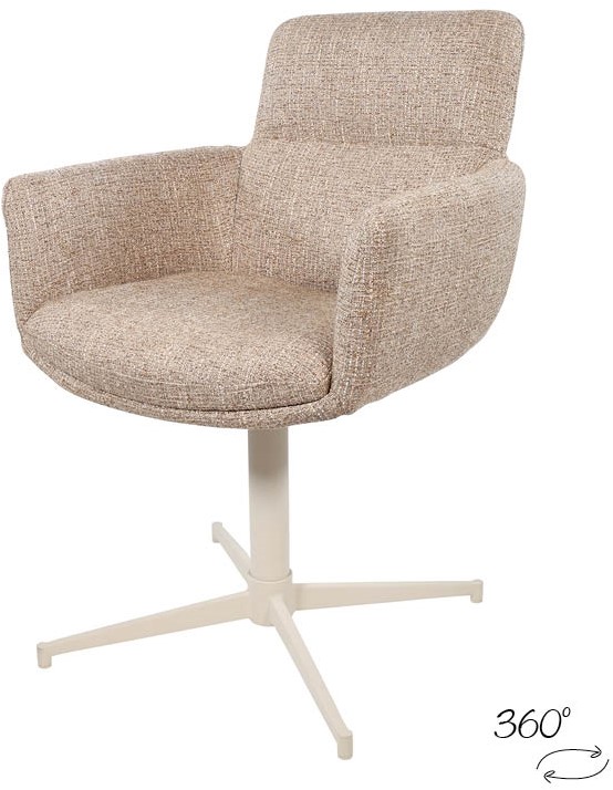 Eetkamerstoel William 8211 Stof Hazel 170 8211 Gebroken Wit 8211 Draaipoot 360 Minimale Bestelling 2 Stuks