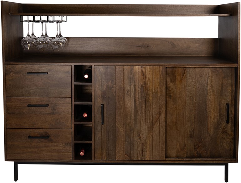 Barkast Vrijstaat 8211 Mango Bruin Walnoot 8211 160 Cm Met 2 Schuifdeuren En 3 Lades