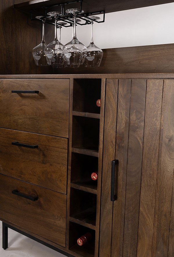 Barkast Vrijstaat 8211 Mango Bruin Walnoot 8211 160 Cm Met 2 Schuifdeuren En 3 Lades