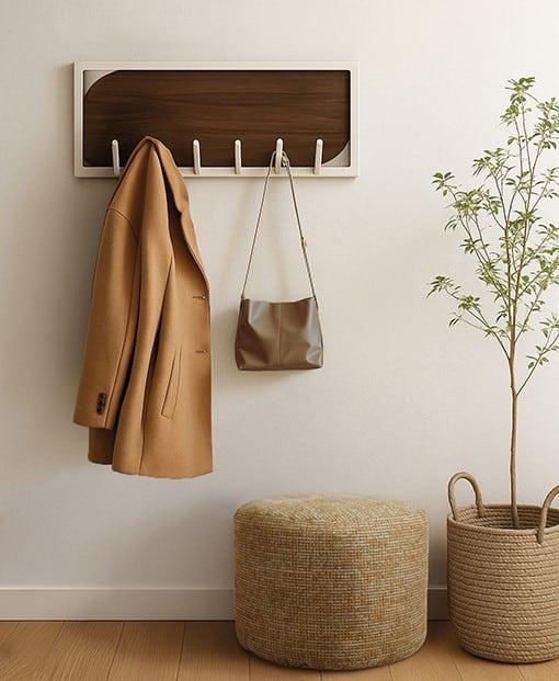 Kapstok Santa Cruz 8211 Bruin Mangohout Walnoot 8211 Beige Metaal 8211 Met 7 Haken 8211 60 Cm