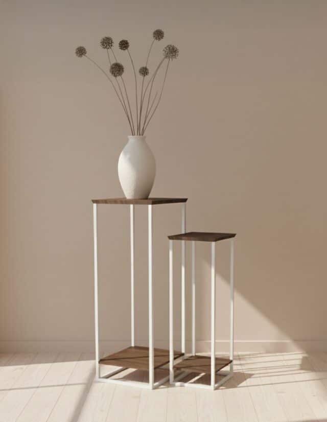 Plantentafel Martinique 8211 Bruin Mangohout Walnoot 8211 Beige Metaal 8211 Set Van 2