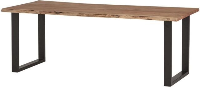 Eetkamertafel Freeshape 8211 Massief Acaciahout Naturel Gelakt Zwart Metaal 8211 180 Cm