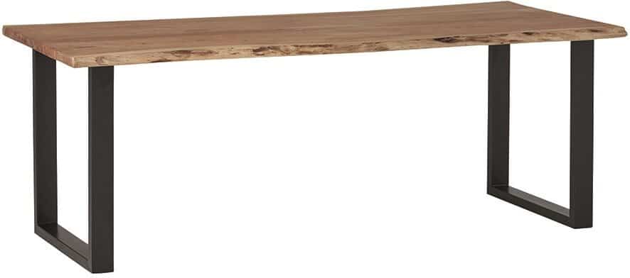 Eetkamertafel Freeshape 8211 Massief Acaciahout Naturel Gelakt Zwart Metaal 8211 180 Cm