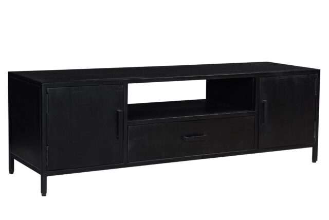 Tv Dressoir Kala 8211 Massief Mangohout En Gecoat Zwart Staal 8211 180 Cm