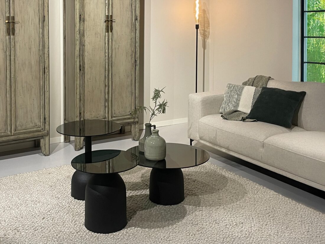 Bijzettafel Brix Isa 8211 Zwart 8211 Rookglas 8211 50 Cm