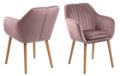Armstoel Emilia - Stof Vic Dusty rose fluweel - Eiken poten
