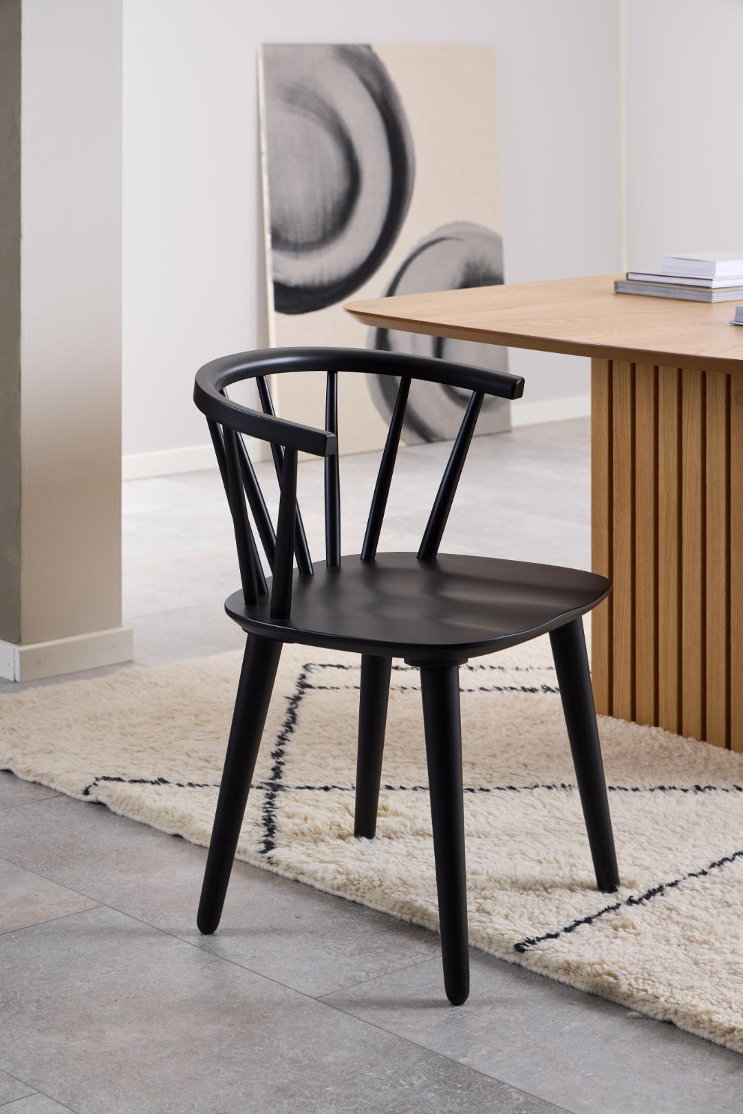 Eetkamerstoel Ida 8211 Mat Zwart Hout Gelakt