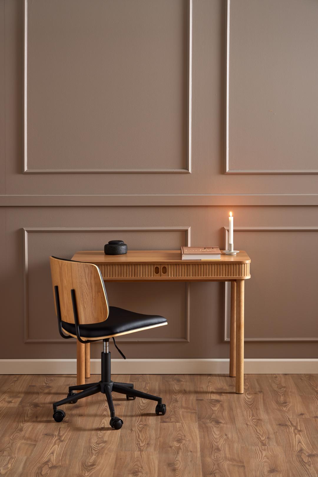 Bureaustoel Owen 8211 Gelakt Eiken Zwart Pu Bekleding 8211 Verstelbaar