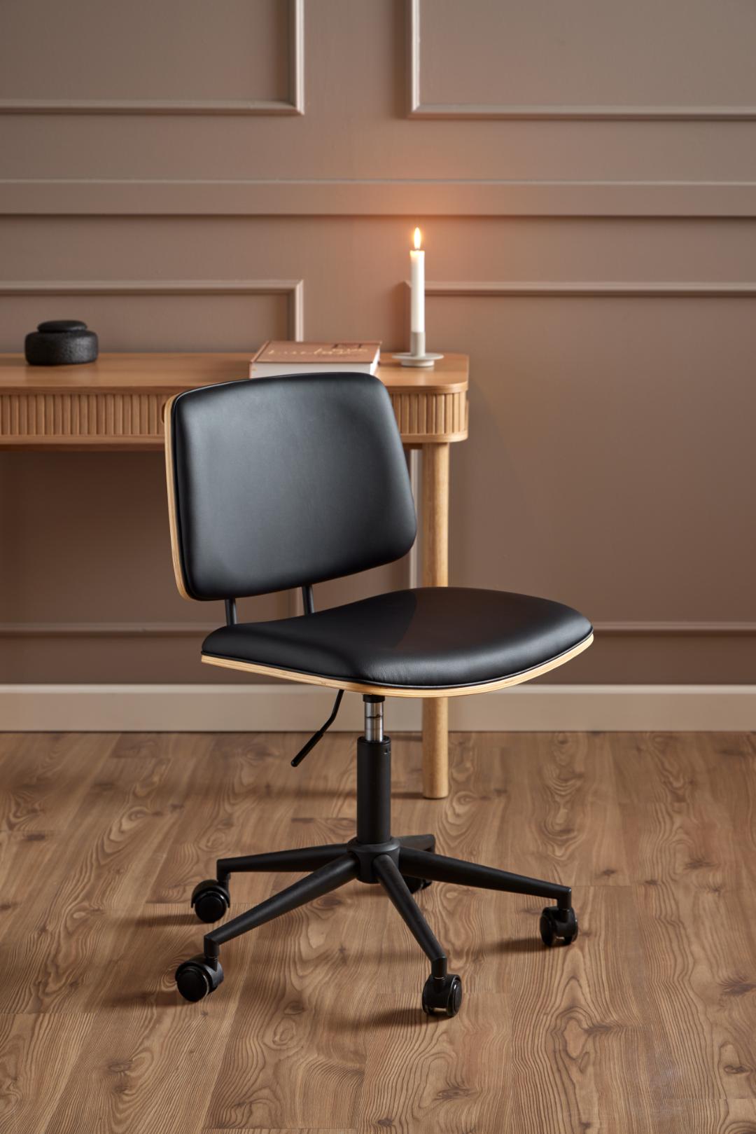 Bureaustoel Owen 8211 Gelakt Eiken Zwart Pu Bekleding 8211 Verstelbaar