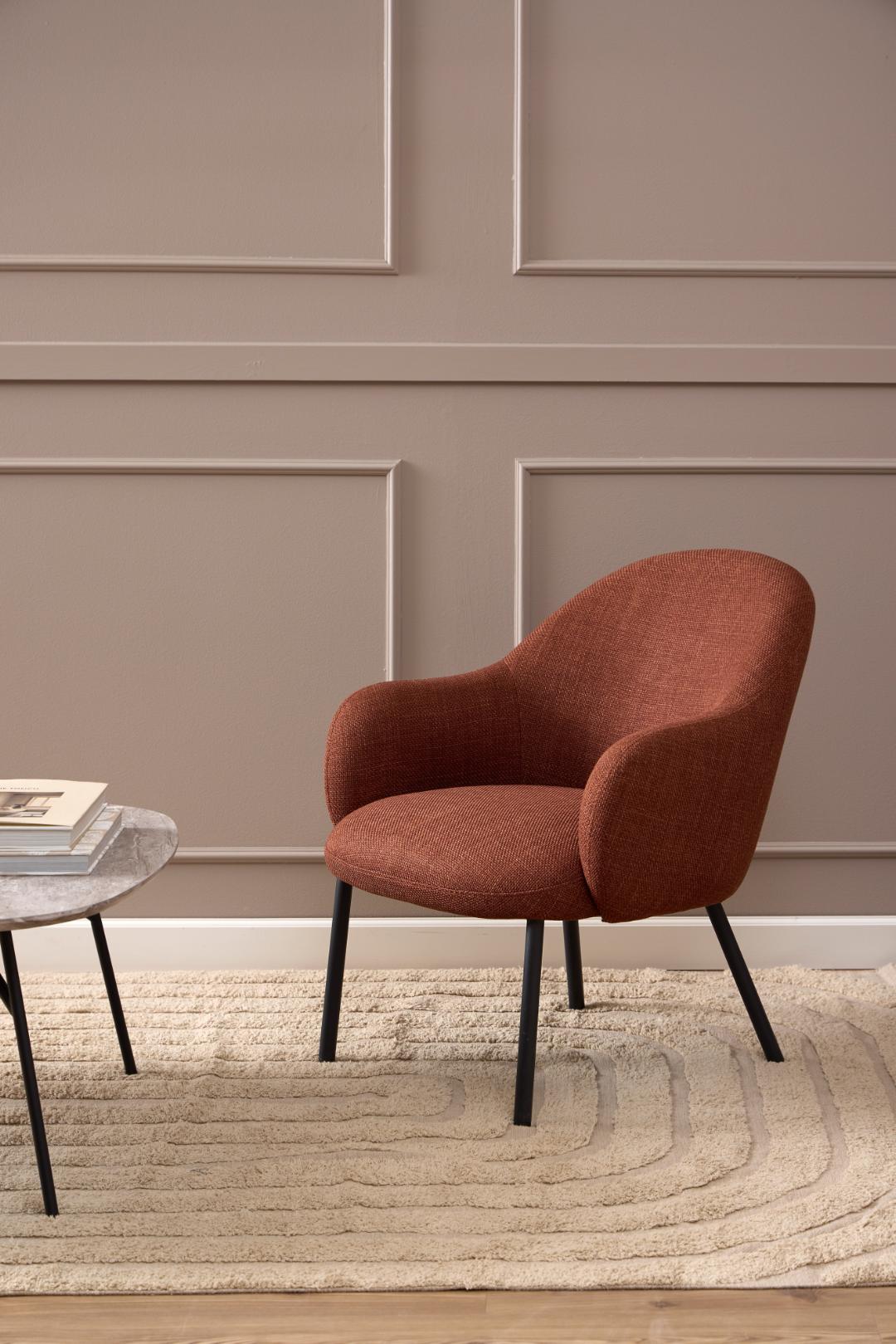 Loungestoel Spencer 8211 Stof Basel Terracotta 8211 Metaal