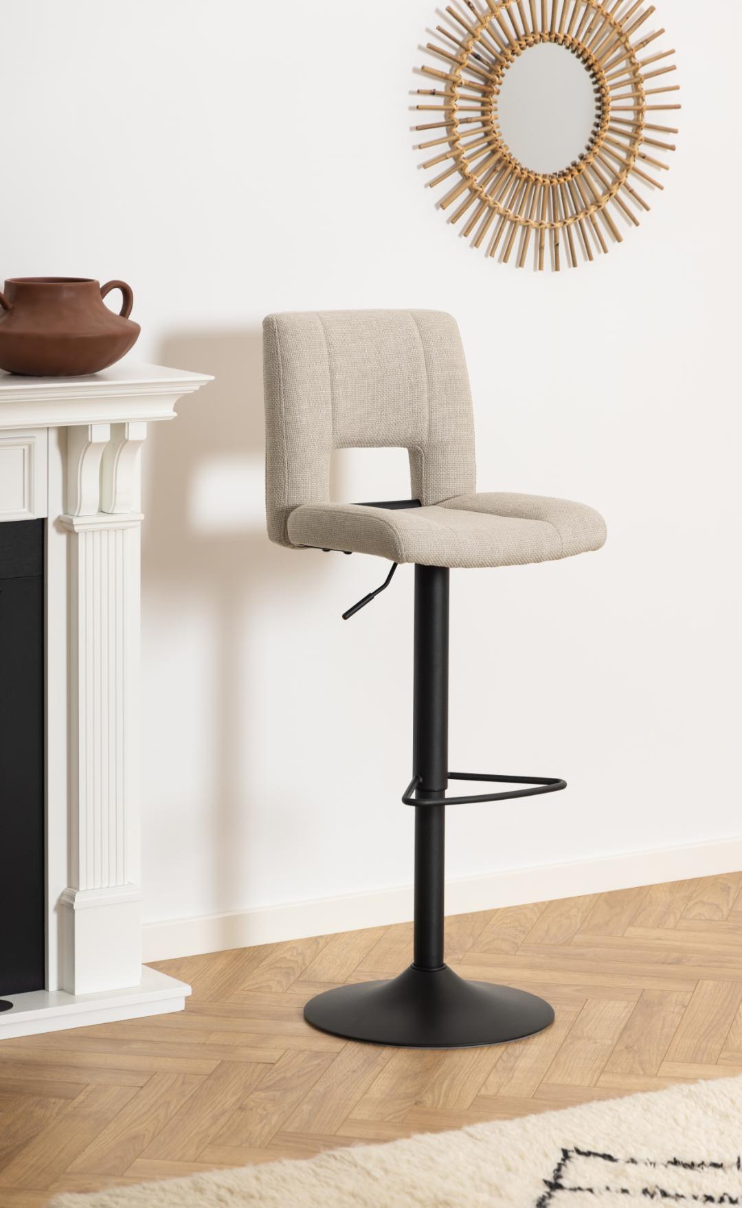 Barkruk Sylvia 8211 Stof Basel Beige 8211 Metaal 8211 Verstelbaar Minimale Bestelling 2 Stuks